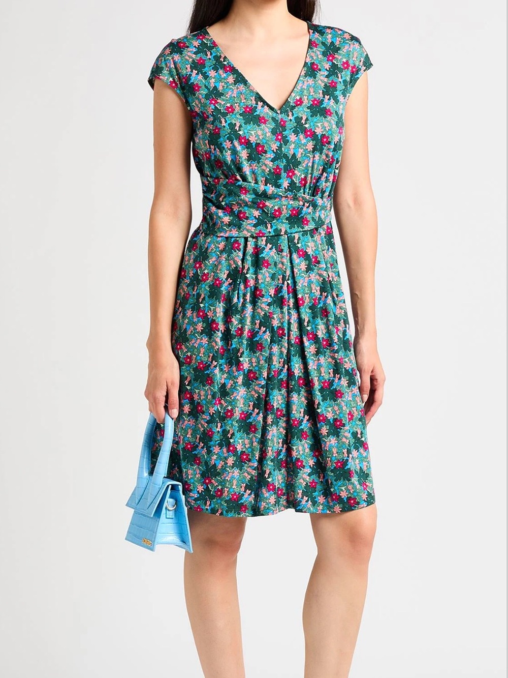Weekend Max Mara Vicino Mini Dress Green Pink Floral Print Dress Size Small